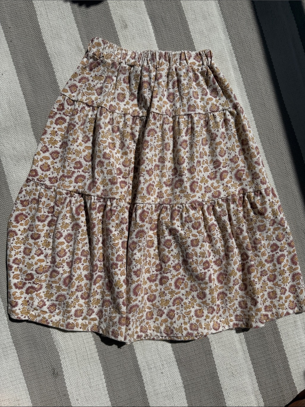 Rylee + Cru Tiered Floral Skirt - Cream, Brown & Mustard